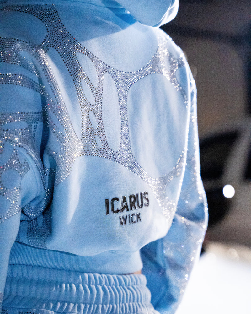 Błękitna krótka bluza z kapturem Icarus